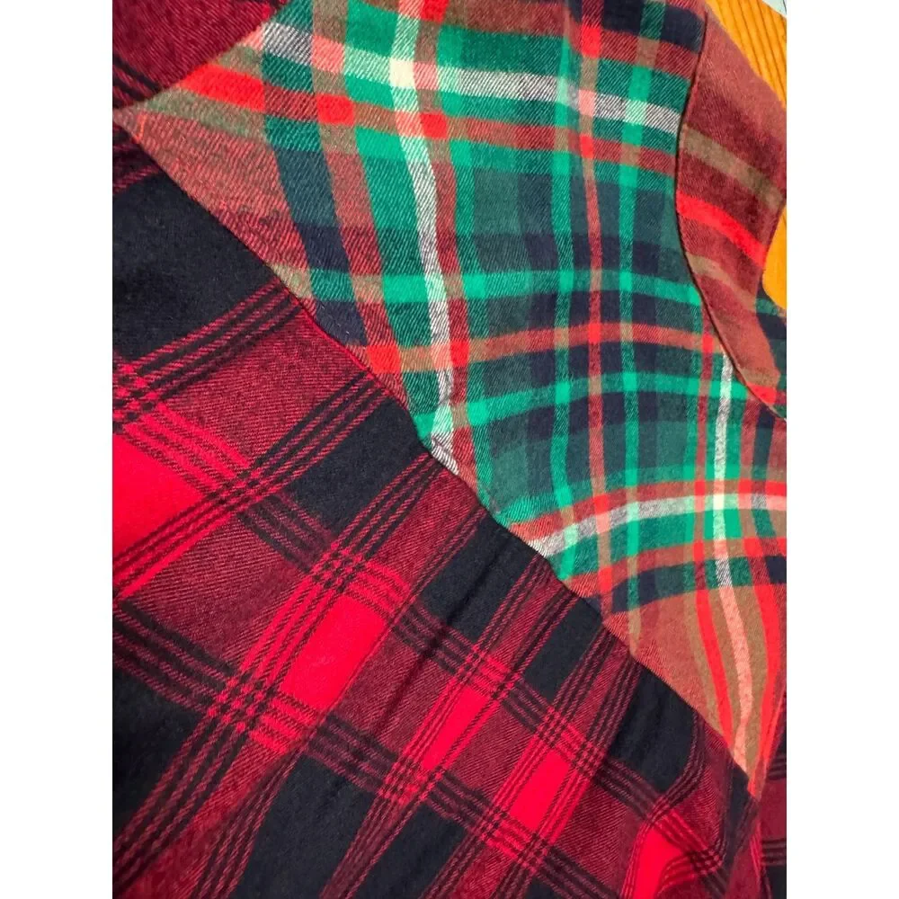 Aerie Plaid Flannel Wrap Robe Red Black Green Tartan Belted Lounge XS/S